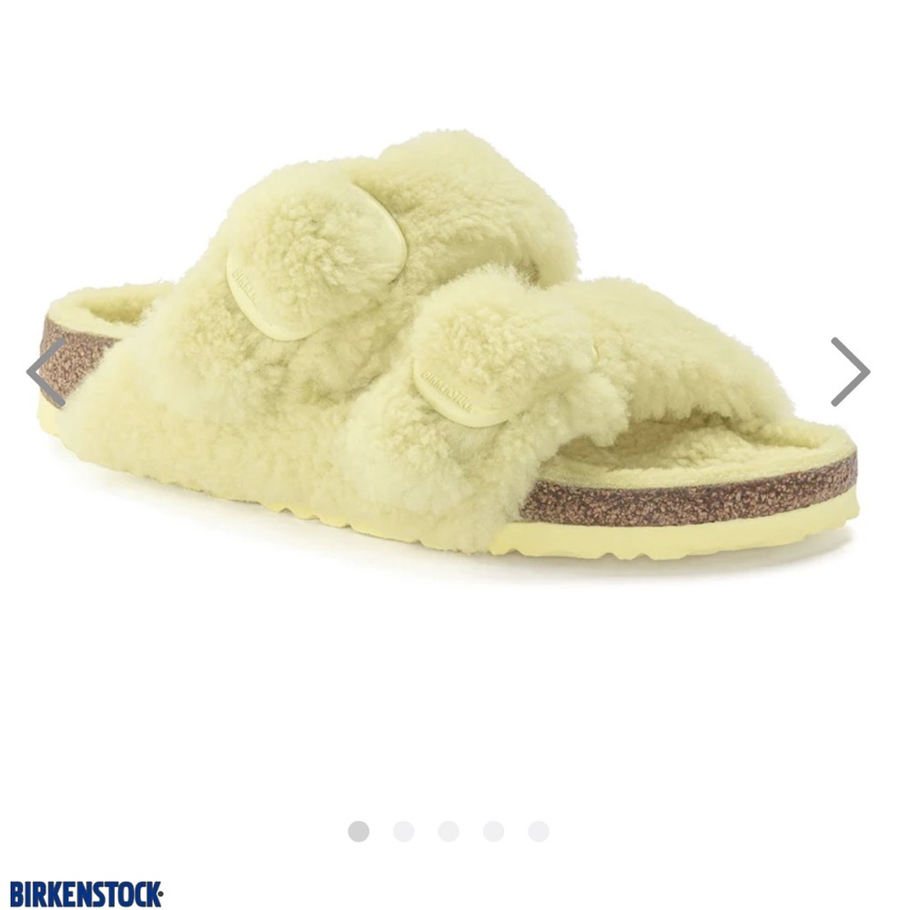NEW Birkenstock Arizona Shearling / Teddy Popcorn Yellow size 38 /US7